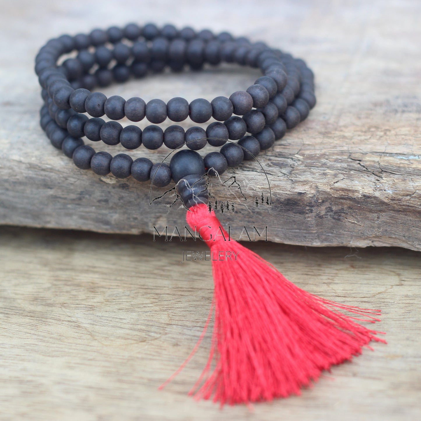 Matte Karungali Mala 6MM and 10MM, Ebony Wood Mala, Wood Bead Necklace, Prayer Beads, Handmade Necklace