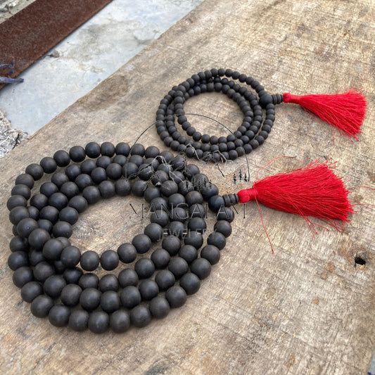 Matte Karungali Mala 6MM and 10MM, Ebony Wood Mala, Wood Bead Necklace, Prayer Beads, Handmade Necklace