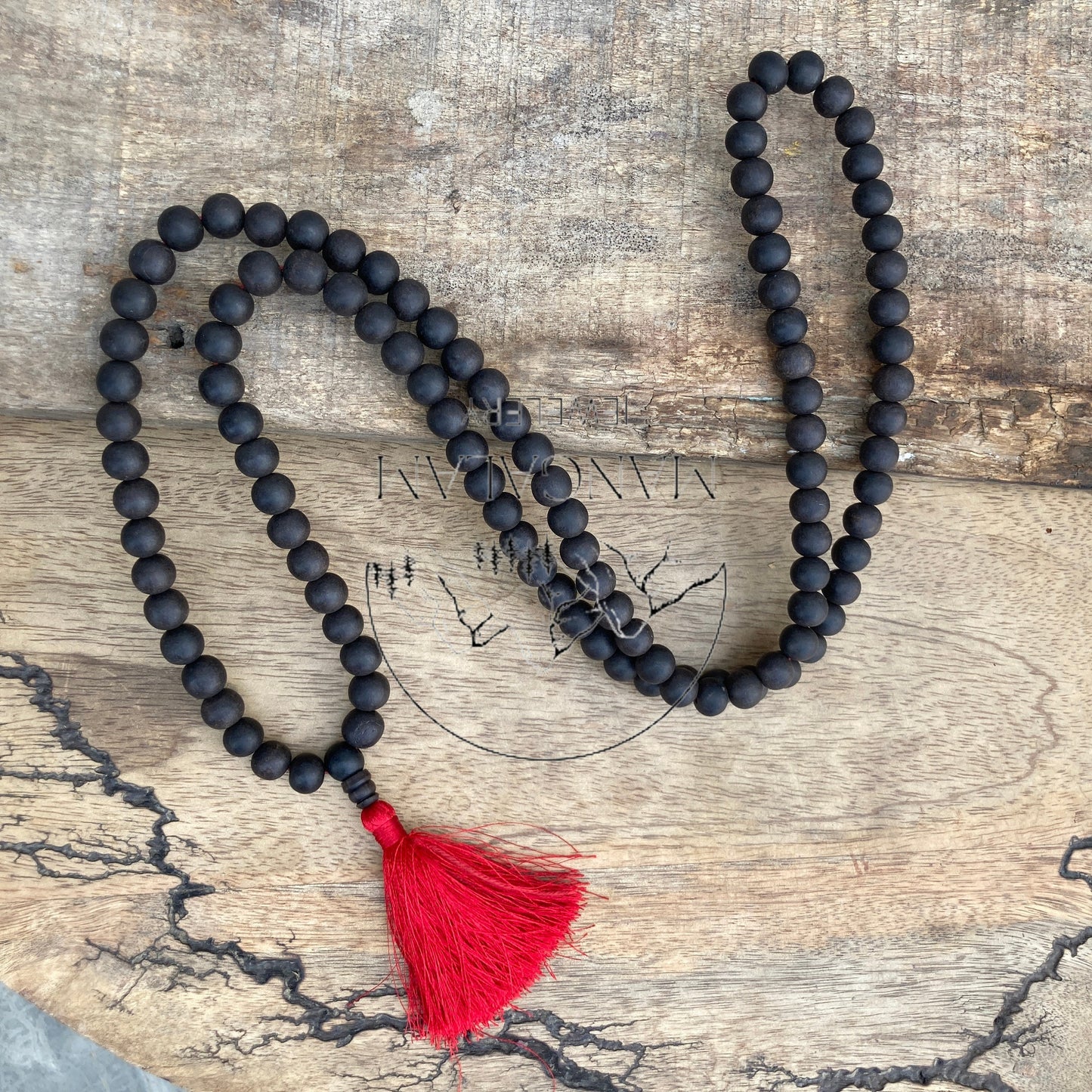 Matte Karungali Mala 6MM and 10MM, Ebony Wood Mala, Wood Bead Necklace, Prayer Beads, Handmade Necklace