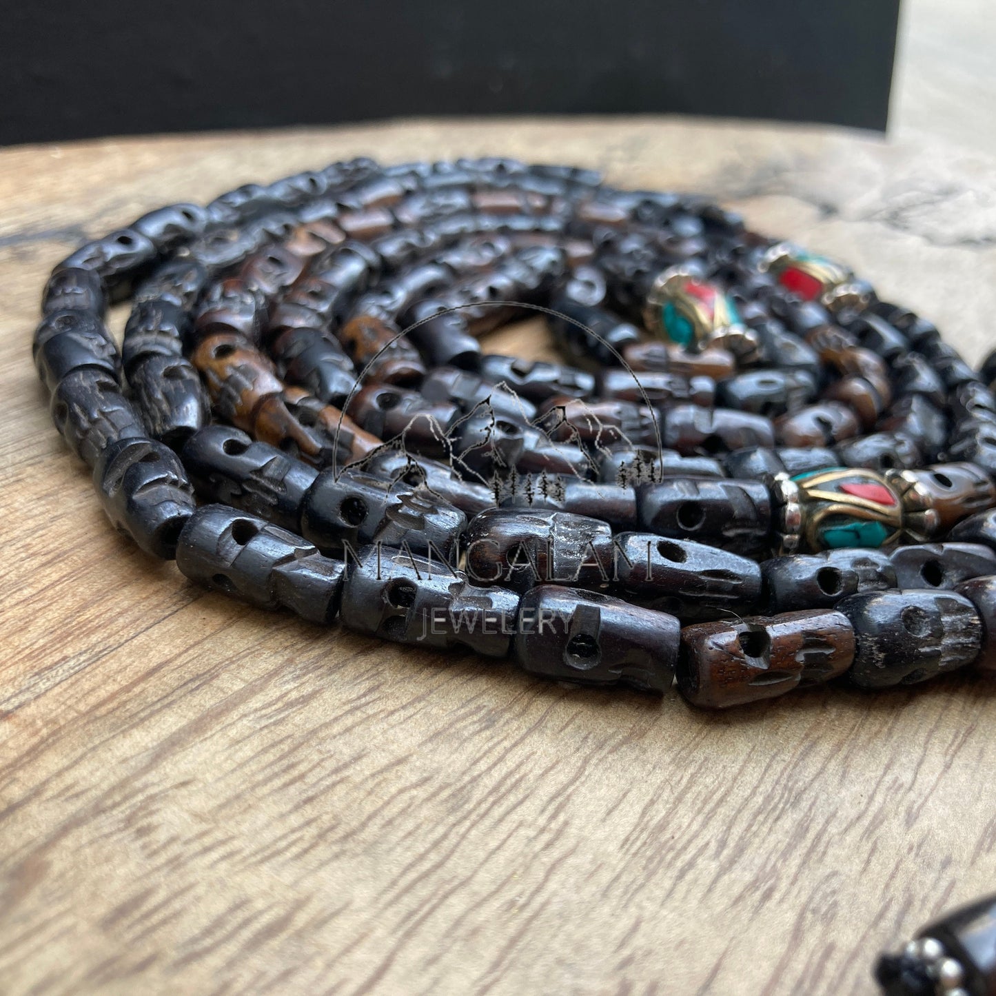 Black Skull Mala, Lord kali Necklace Kapala Mala, Lord Kali Poojan Mala necklace, Meditation Mala, Prayer Bead