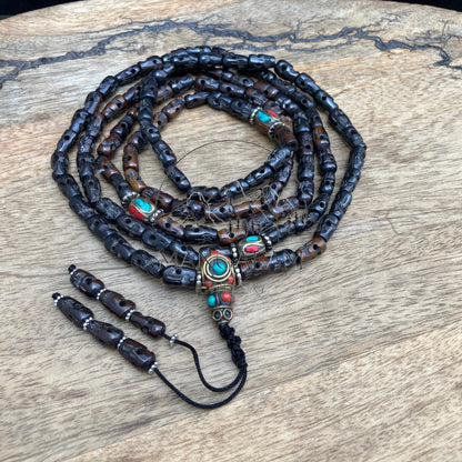 Black Skull Mala, Lord kali Necklace Kapala Mala, Lord Kali Poojan Mala necklace, Meditation Mala, Prayer Bead