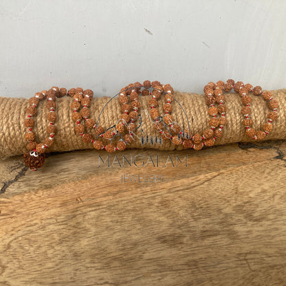 108 Natural Rudraksha Mala Prayer Beads, Sacred Rudraksha Japa Mala, Meditation Mala Rosary
