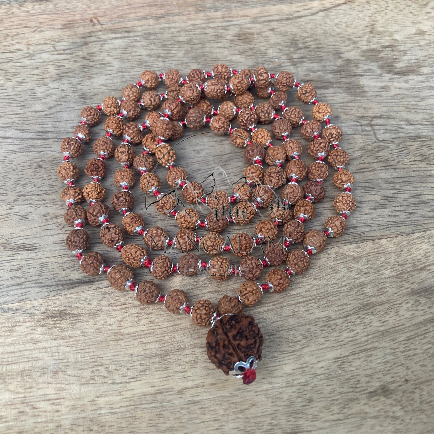 108 Natural Rudraksha Mala Prayer Beads, Sacred Rudraksha Japa Mala, Meditation Mala Rosary