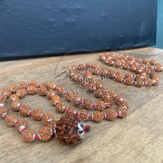 Rudraksha Mala 108 Beads Japa Rosary Mala With Nepalese Rudraksh Guru (5 or 6 or 7 or 8 or 9 or 10 or 11 or 12) Mukhi Bead - Lab Certified