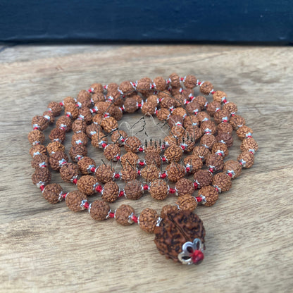 Rudraksha Mala 108 Beads Japa Rosary Mala With Nepalese Rudraksh Guru (5 or 6 or 7 or 8 or 9 or 10 or 11 or 12) Mukhi Bead - Lab Certified