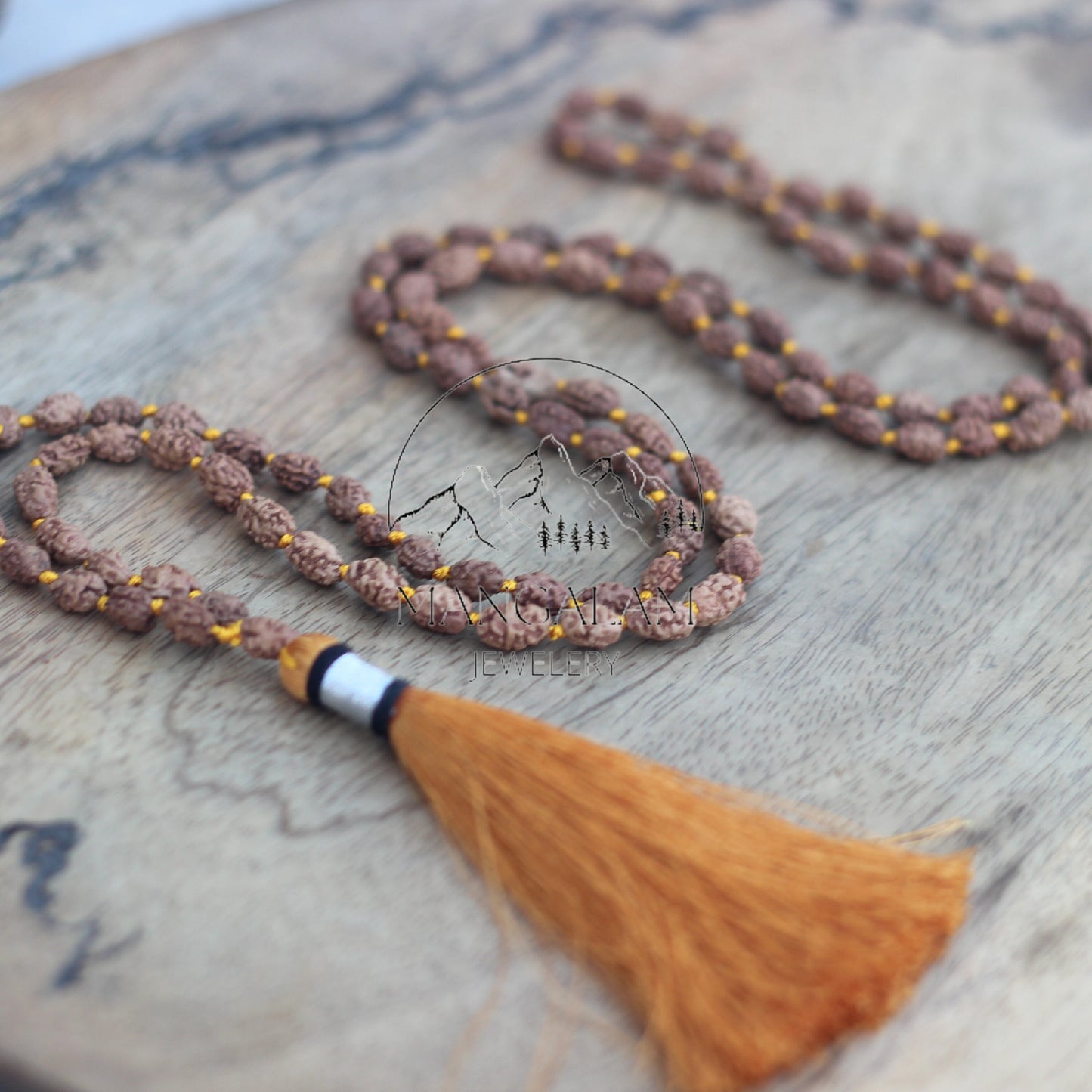 2 Mukhi Rudraksha Mala Beads-Lab Certified, 2 Mukhi Rudraksha Necklace, Two face Rudraksha, 2 Mukhi 108 Rudraksha Japa Mala, Yoga Gifts