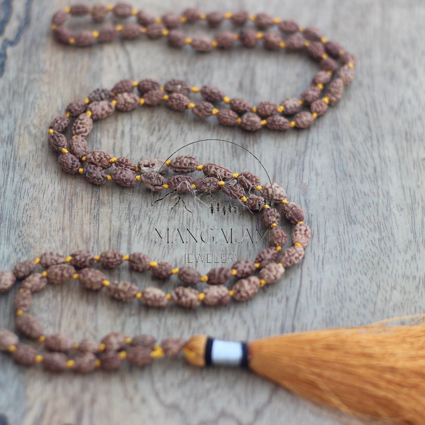 2 Mukhi Rudraksha Mala Beads-Lab Certified, 2 Mukhi Rudraksha Necklace, Two face Rudraksha, 2 Mukhi 108 Rudraksha Japa Mala, Yoga Gifts