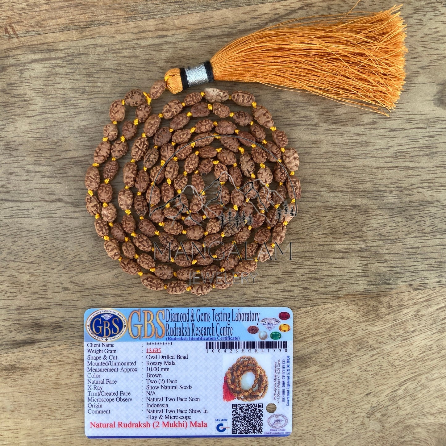 2 Mukhi Rudraksha Mala Beads-Lab Certified, 2 Mukhi Rudraksha Necklace, Two face Rudraksha, 2 Mukhi 108 Rudraksha Japa Mala, Yoga Gifts
