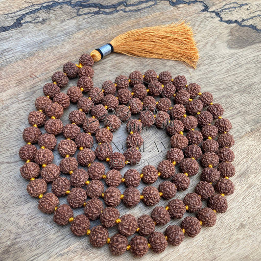 Rare Natural Undyed Six Faced Mala, 6 Mukhi Mala, 6 Mukhi Rudraksha Mala,6 faced Rudraksha mala