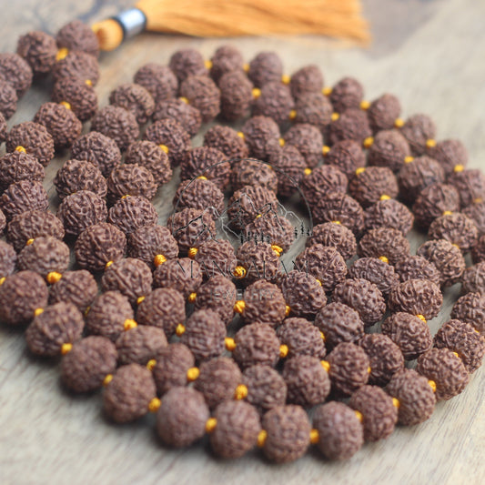 8 Mukhi Rudraksha Mala - Lab Certified, Rudraksha Necklace, 108 Beads, Gift For Yoga Lover, Handmade Jewelry