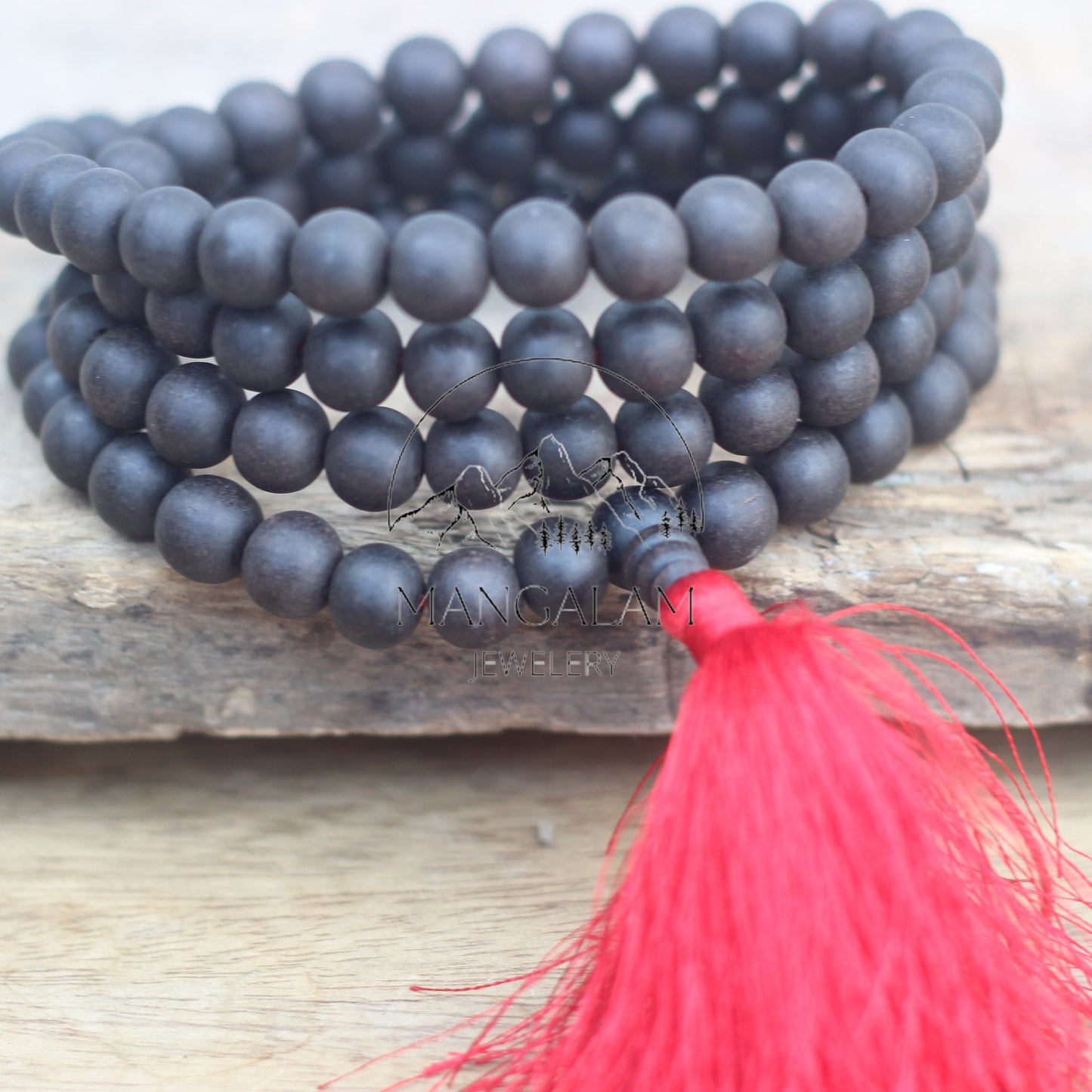 Matte Karungali Mala 6MM and 10MM, Ebony Wood Mala, Wood Bead Necklace, Prayer Beads, Handmade Necklace