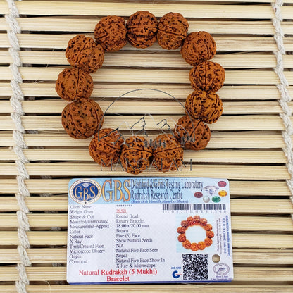 Big Size Nepali 5 Mukhi Rudraksha Bracelet - Lab Certified, Shiva Armlet, Spiritual Gifts, Five Faced Rudraksha Bracelet, Handmade Armlet