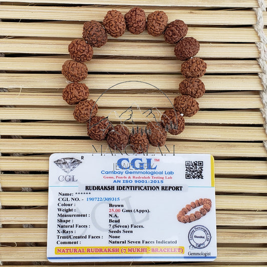 Seven Mukhi Bracelet -Lab Certified, 7 Mukhi Rudraksha Bracelet, Shiva Bracelet, Yoga Bracelet, Seven Faced Rudraksha Bracelet