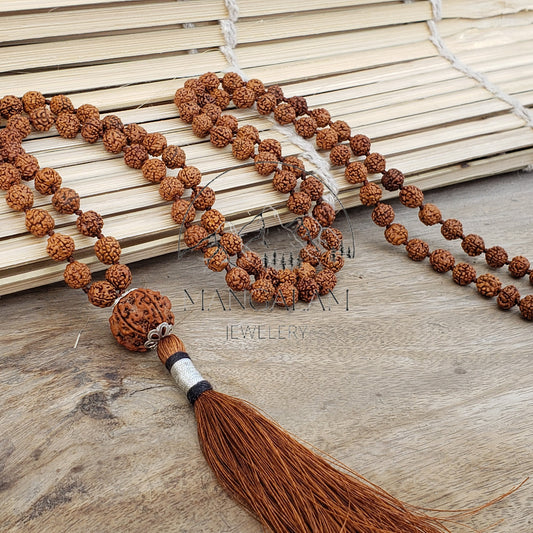 Natural Oil Soaked Rudraksha Mala Aged Dark Brown Rudraksha Mala Prayer Beads, Sacred Rudraksha Japa Mala, Meditation Mala Rosary