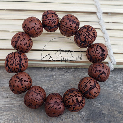 Natural Aged Dark Black and Brown Rudraksha Bracelet, Shiva Bracelet, Yoga Bracelet, Yoga Gifts, Healing Bracelet