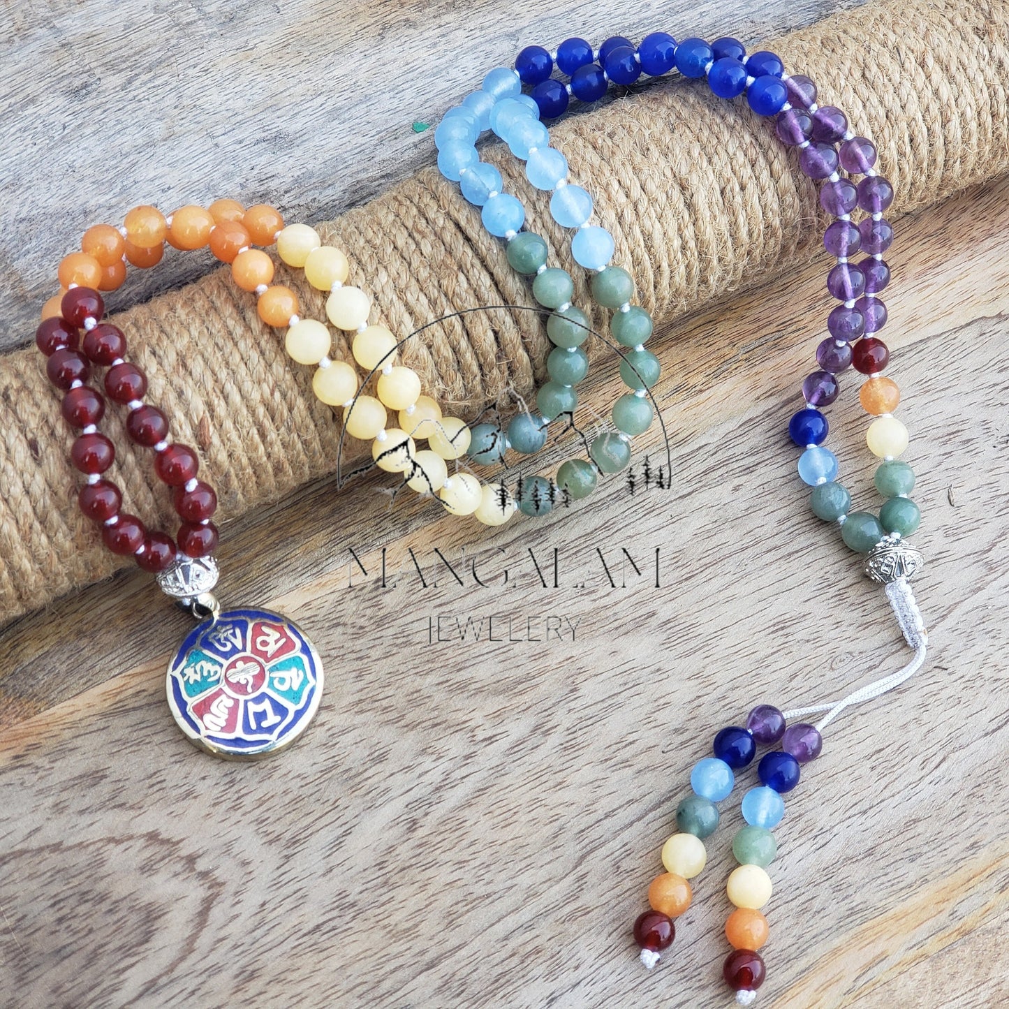 Seven Chakra Healing Necklace - 108 Beaded Mala - Chakra mala necklace - Prayer beads necklace - Mala beads 108 necklace