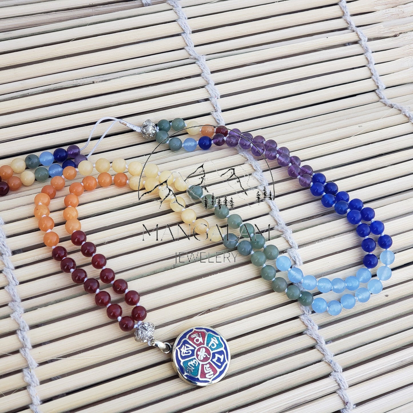 Seven Chakra Healing Necklace - 108 Beaded Mala - Chakra mala necklace - Prayer beads necklace - Mala beads 108 necklace
