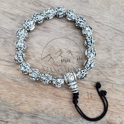 Tibetan mantra "Om Mani Padme Hum" carved wrist mala, Bracelet, Yoga Gift