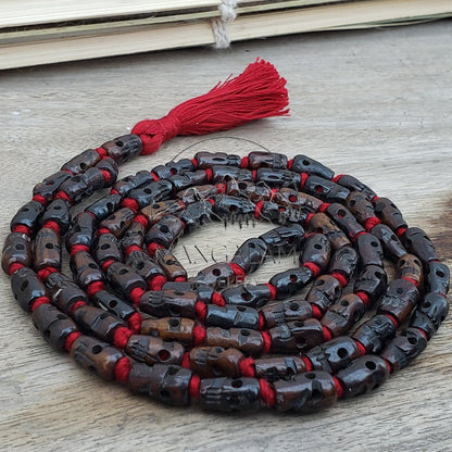 108 Black Skull Prayer Beads Mala, Skull Meditation Mala, Hindu Goddess Kali Alter Beads, Skull Mala Necklace, Kali Mala Necklace