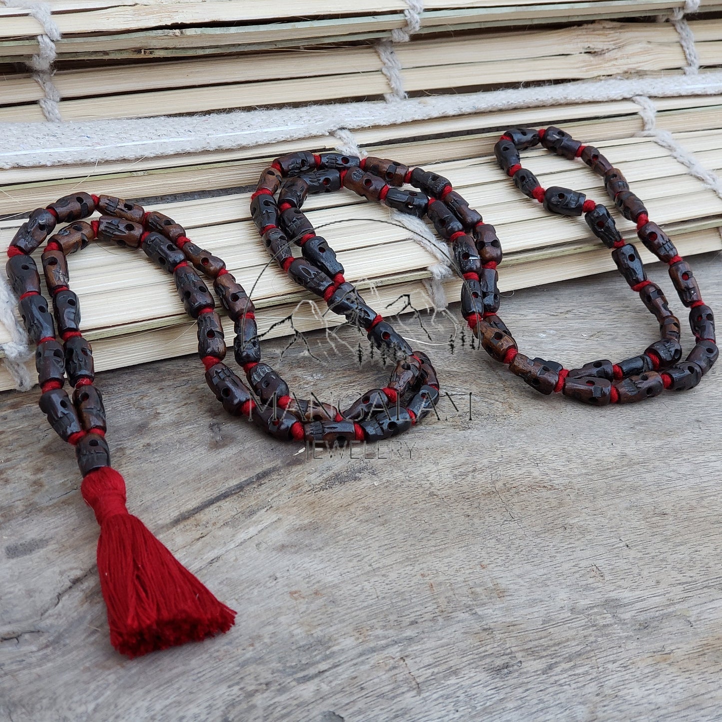 108 Black Skull Prayer Beads Mala, Skull Meditation Mala, Hindu Goddess Kali Alter Beads, Skull Mala Necklace, Kali Mala Necklace