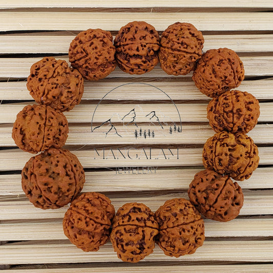 Big Size Nepali 5 Mukhi Rudraksha Bracelet - Lab Certified, Shiva Armlet, Spiritual Gifts, Five Faced Rudraksha Bracelet, Handmade Armlet
