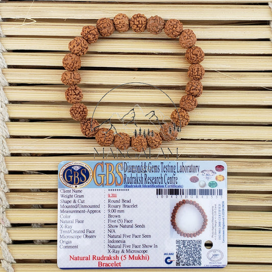 5 Mukhi Rudraksha Bracelet -Lab Certified, Spiritual Gifts, Five Faced Rudraksha Bracelet 5 Face Rudraksha Shiva bracelet