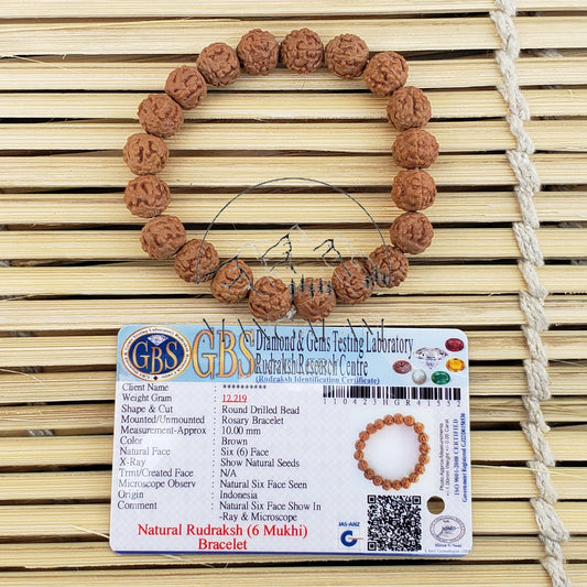 Six Mukhi Rudraksha Bracelet - Lab Certified, 6 Mukhi Rudraksha Bracelet, Yoga Gifts, Handmade Jewelry