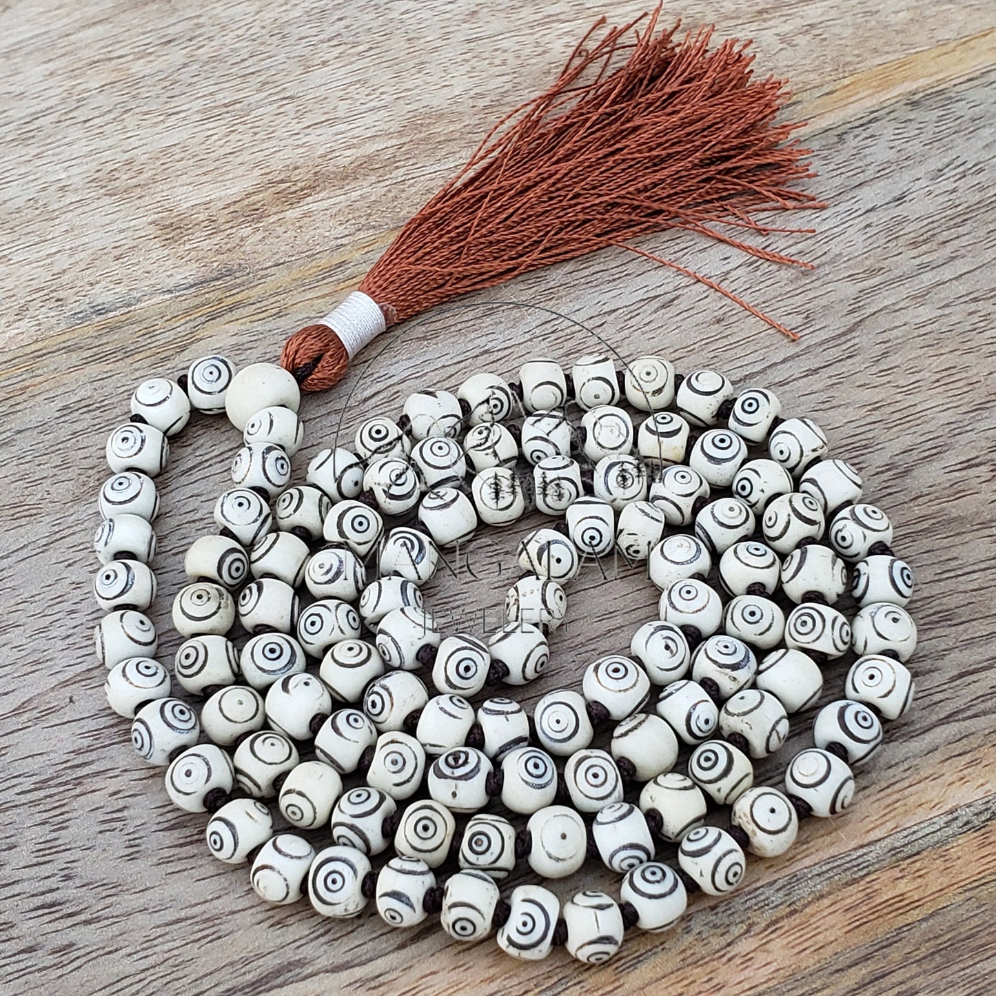 Inlayed Yak Bone Mala, Kapala Prayer Beads, Protection Necklace, Buddhist Jewelry, Yoga Gifts, Handmade Jewelry