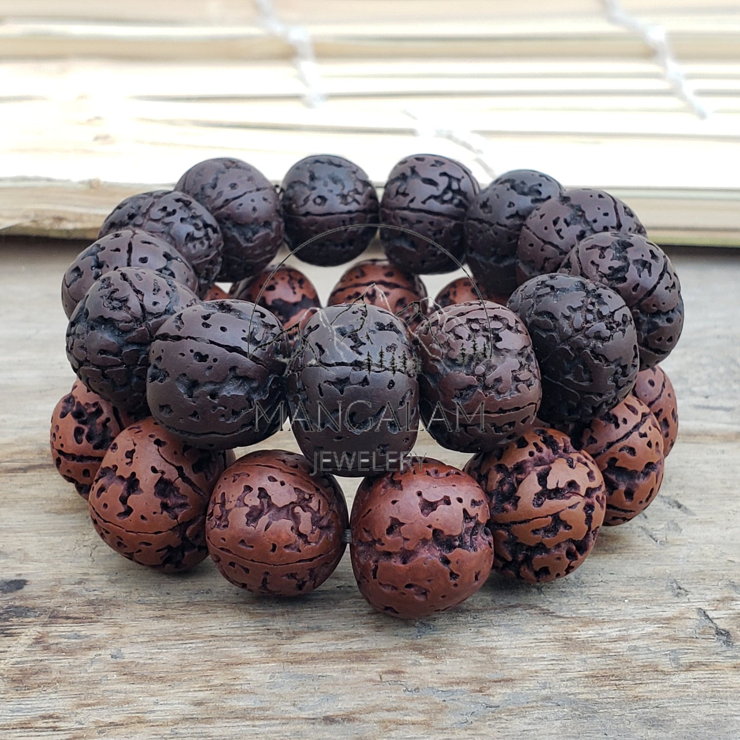 Natural Aged Dark Black and Brown Rudraksha Bracelet, Shiva Bracelet, Yoga Bracelet, Yoga Gifts, Healing Bracelet