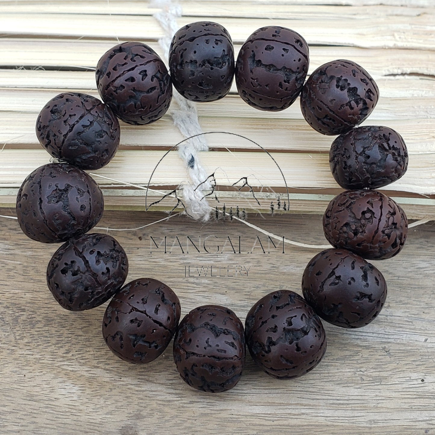 Natural Aged Dark Black and Brown Rudraksha Bracelet, Shiva Bracelet, Yoga Bracelet, Yoga Gifts, Healing Bracelet