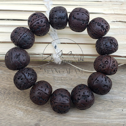 Natural Aged Dark Black and Brown Rudraksha Bracelet, Shiva Bracelet, Yoga Bracelet, Yoga Gifts, Healing Bracelet