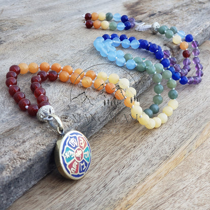 Seven Chakra Healing Necklace - 108 Beaded Mala - Chakra mala necklace - Prayer beads necklace - Mala beads 108 necklace