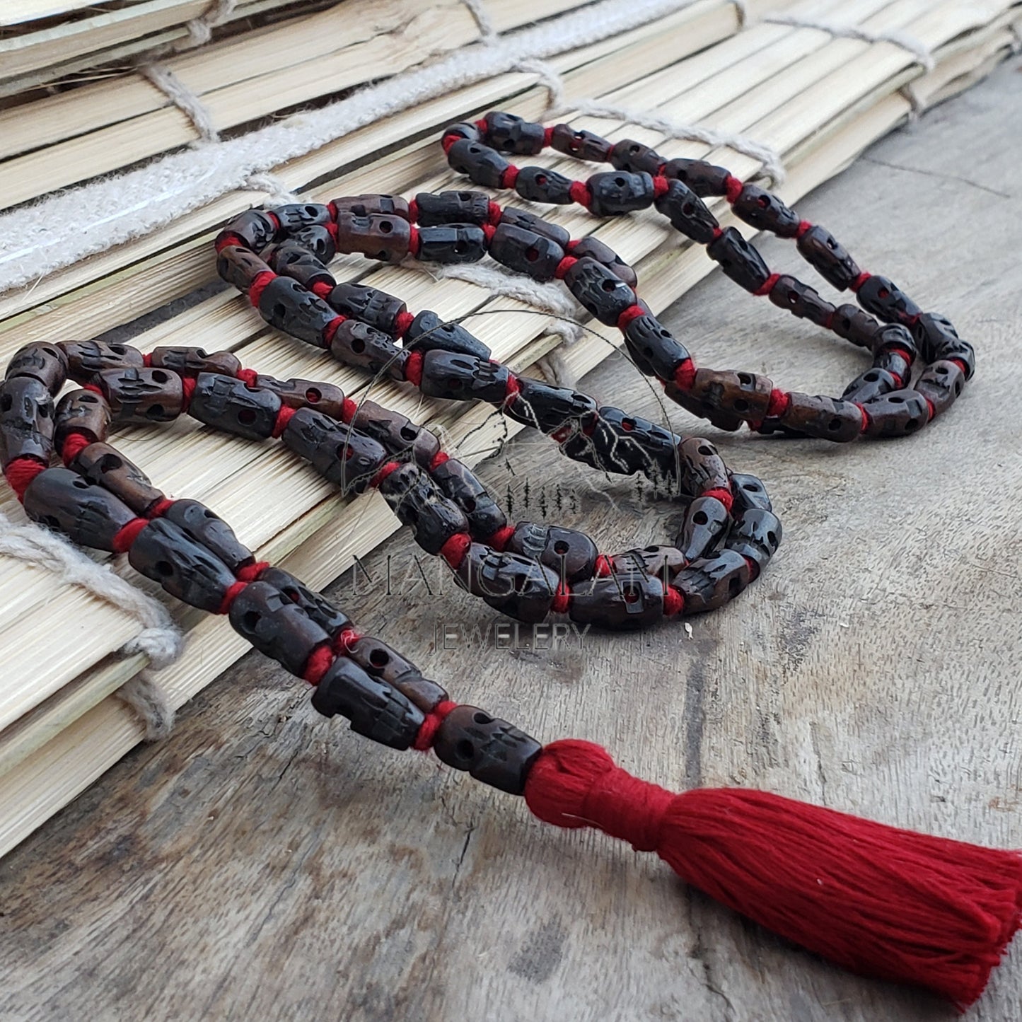 108 Black Skull Prayer Beads Mala, Skull Meditation Mala, Hindu Goddess Kali Alter Beads, Skull Mala Necklace, Kali Mala Necklace
