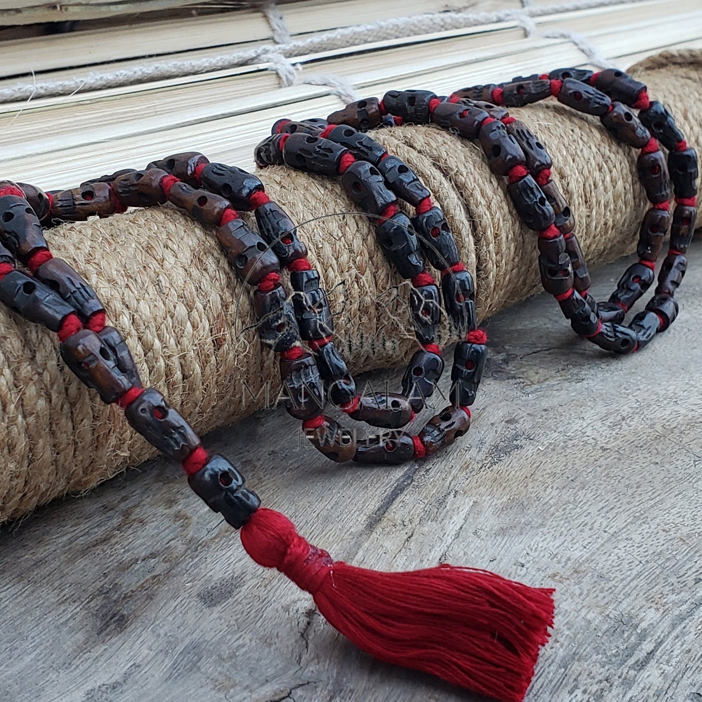 108 Black Skull Prayer Beads Mala, Skull Meditation Mala, Hindu Goddess Kali Alter Beads, Skull Mala Necklace, Kali Mala Necklace
