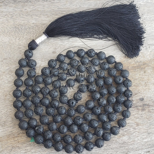 Lava Mala For Inner Peace, Hand Knotted Mala, Prayer Beads, Lava Necklace, 108 Mala Beads, Statement Necklace, Gift For Yoga Lover