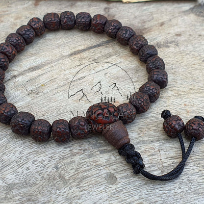 Natural Aged Dark Black Rudraksha Adjustable Bracelet, Shiva Bracelet, Yoga Bracelet, Yoga Gifts, Healing Bracelet