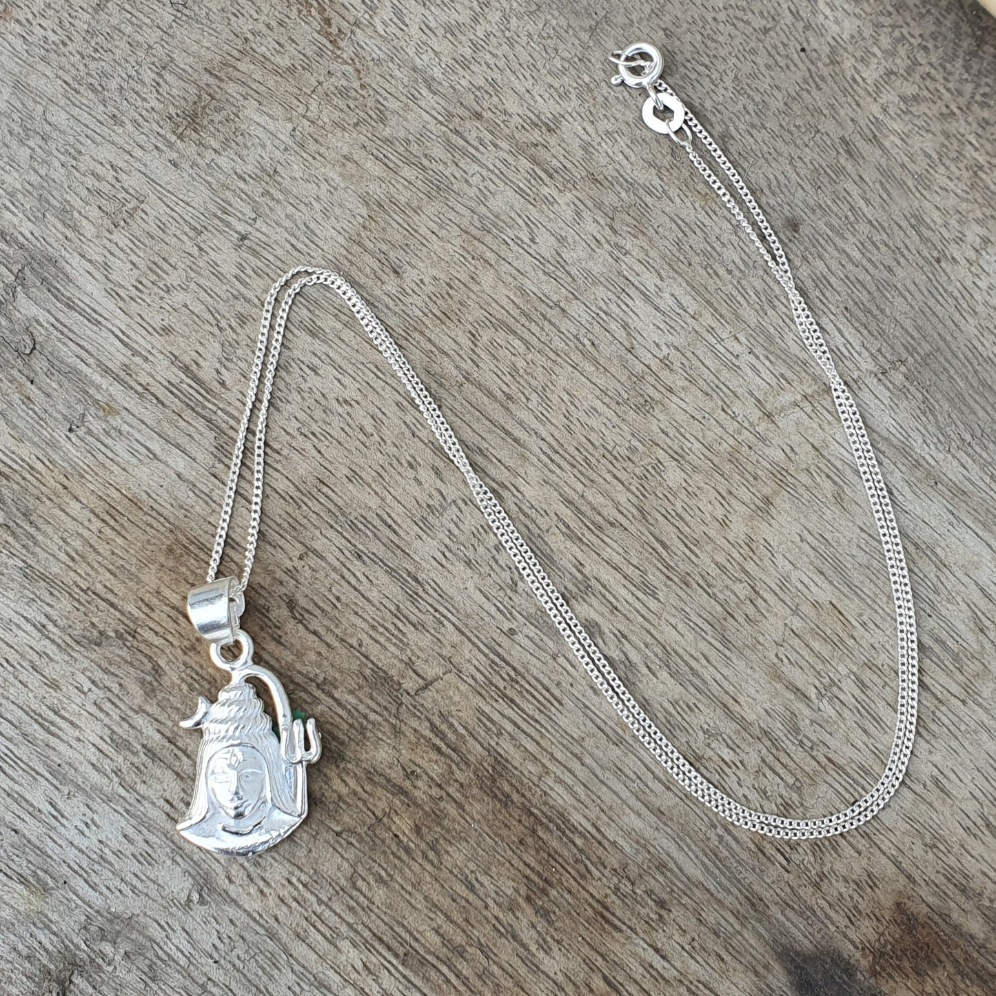 Lord Shiva Pendant In 925 Sterling Silver, India God Pendant, Shiva Amulet, Religious Gifts