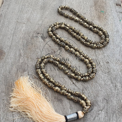 Brass Bone Skull Mala, Kapala Prayer Beads, Protection Necklace, Hindu Jewelry, Yoga Gifts, Handmade Jewelry