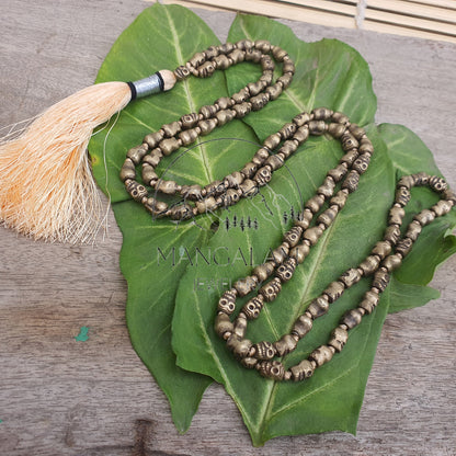 Brass Bone Skull Mala, Kapala Prayer Beads, Protection Necklace, Hindu Jewelry, Yoga Gifts, Handmade Jewelry
