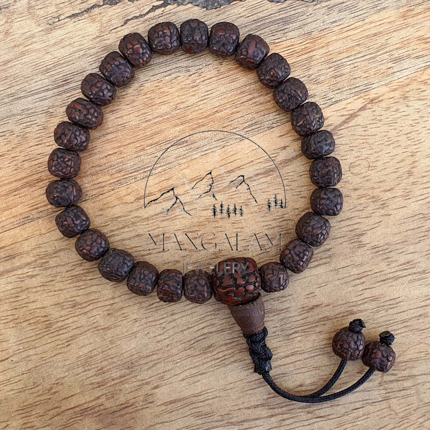 Natural Aged Dark Black Rudraksha Adjustable Bracelet, Shiva Bracelet, Yoga Bracelet, Yoga Gifts, Healing Bracelet