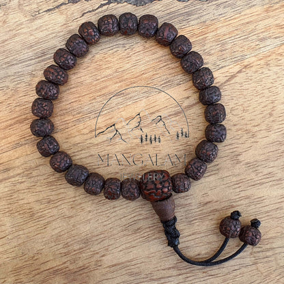 Natural Aged Dark Black Rudraksha Adjustable Bracelet, Shiva Bracelet, Yoga Bracelet, Yoga Gifts, Healing Bracelet