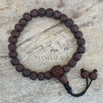 Natural Aged Dark Black Rudraksha Adjustable Bracelet, Shiva Bracelet, Yoga Bracelet, Yoga Gifts, Healing Bracelet