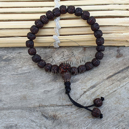 Natural Aged Dark Black Rudraksha Adjustable Bracelet, Shiva Bracelet, Yoga Bracelet, Yoga Gifts, Healing Bracelet