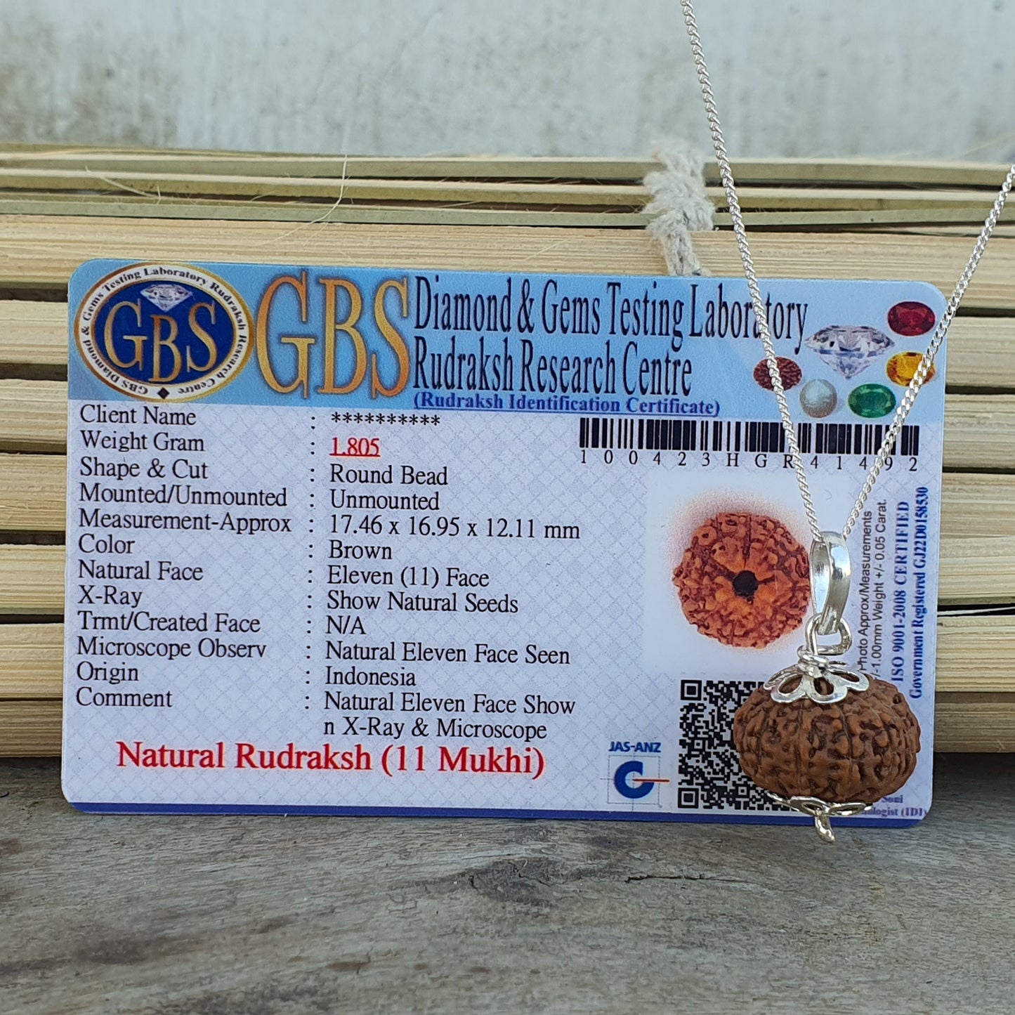 11 Mukhi Indonasian Rudraksha Bead-Lab Certified For Good Luck & Fortune, Gifts For Yoga Lovers, 11 Faced Rudraksha Seed, Handmade Jewelry