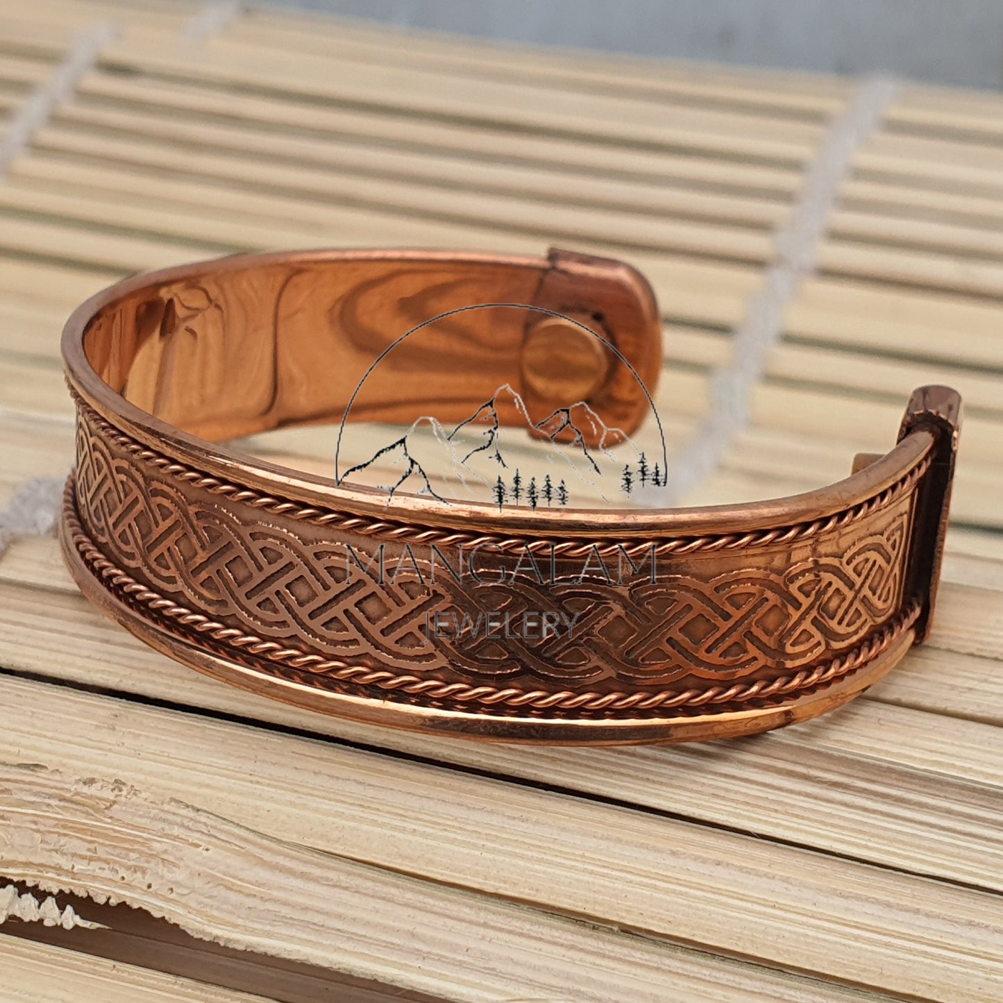 Celtic Copper Magnetic Bracelet, Hammered Cuff Bracelet For Pain Relief, Copper Jewelry