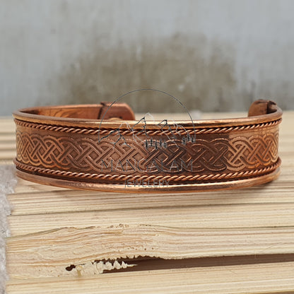 Celtic Copper Magnetic Bracelet, Hammered Cuff Bracelet For Pain Relief, Copper Jewelry