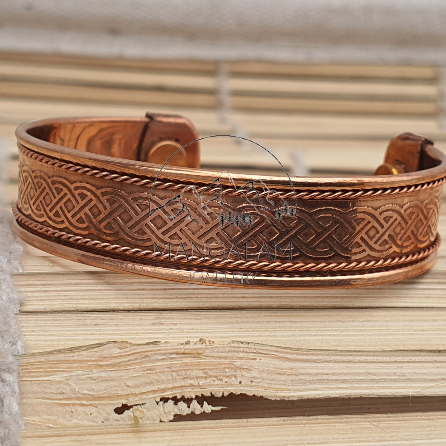 Celtic Copper Magnetic Bracelet, Hammered Cuff Bracelet For Pain Relief, Copper Jewelry