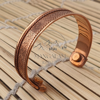 Celtic Copper Magnetic Bracelet, Hammered Cuff Bracelet For Pain Relief, Copper Jewelry