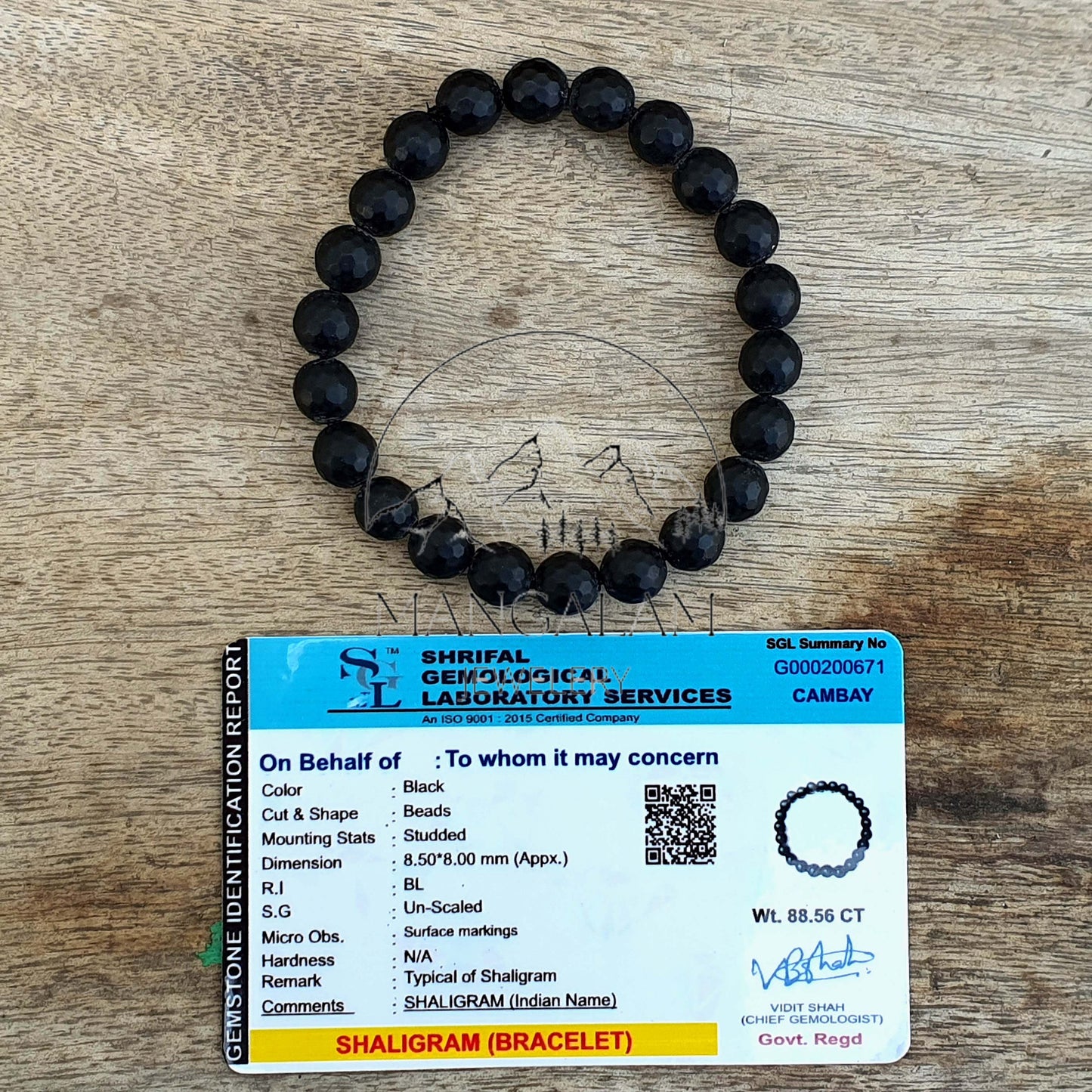Faceted Shaligram Bracelet, Shaligram Mala Bracelet, Lab Certified Bracelet, Yoga Gifts, Spiritual Bracelet