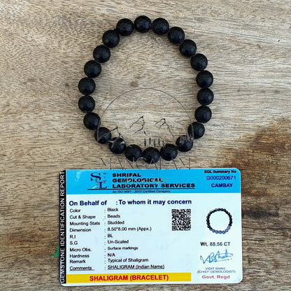 Faceted Shaligram Bracelet, Shaligram Mala Bracelet, Lab Certified Bracelet, Yoga Gifts, Spiritual Bracelet